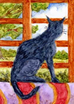 May - "What Cats Do!" by Trudi Theisen, Monona WI - Watercolor